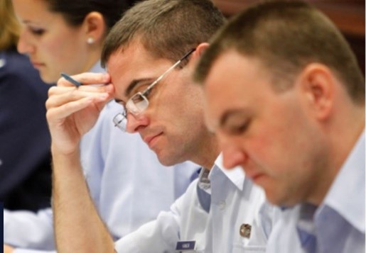 Service members in a classroom