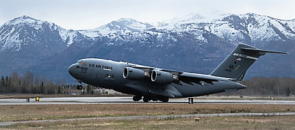 Cargo aircraft taking off