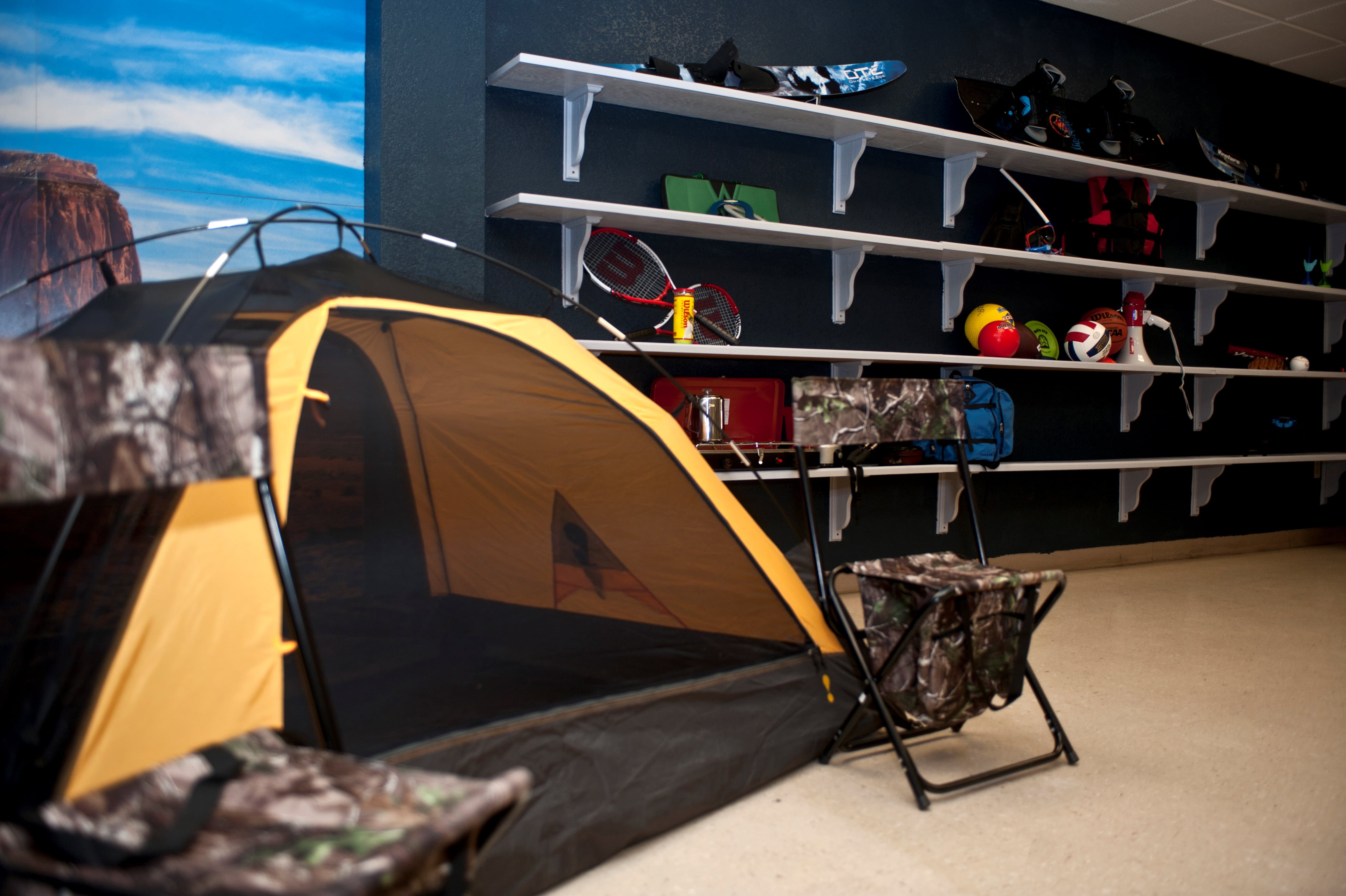 Tent set up inside a store for display